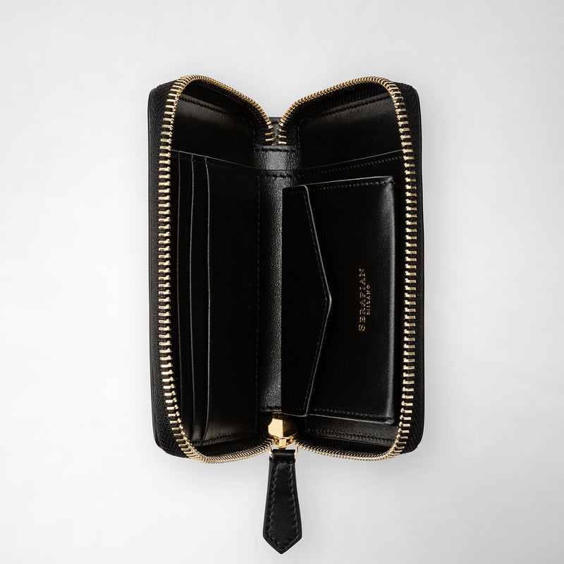 Mini zip wallet in mosaico black