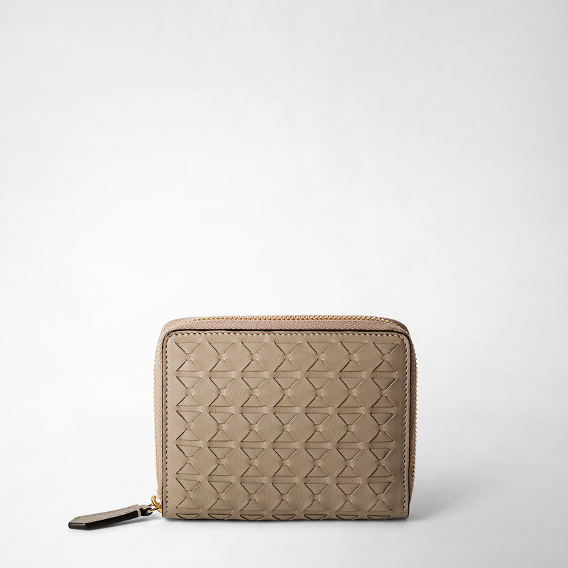 Mini portefeuille zippé en cuir mosaico - sahara