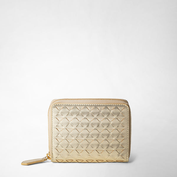 Mini zip wallet in mosaico - light gold