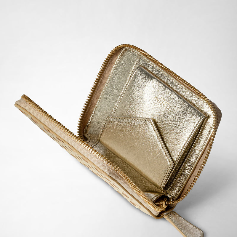 Portafoglio mini con zip in mosaico - light gold
