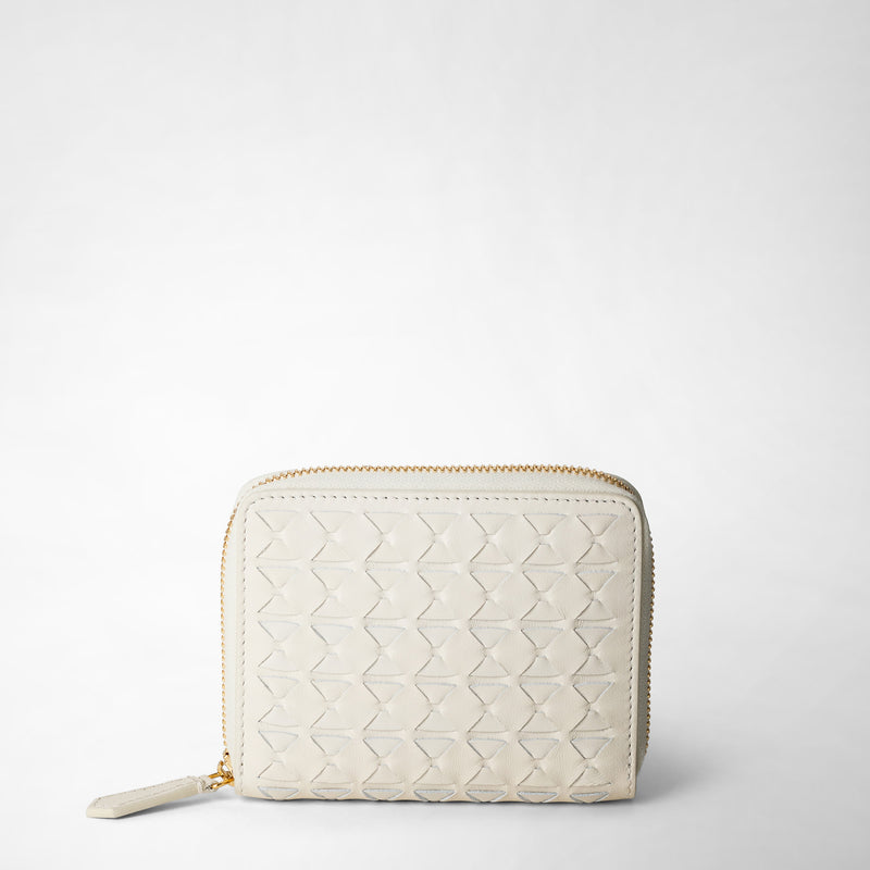 Mini zip wallet in mosaico - off-white