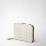 Mini zip wallet in mosaico - off-white