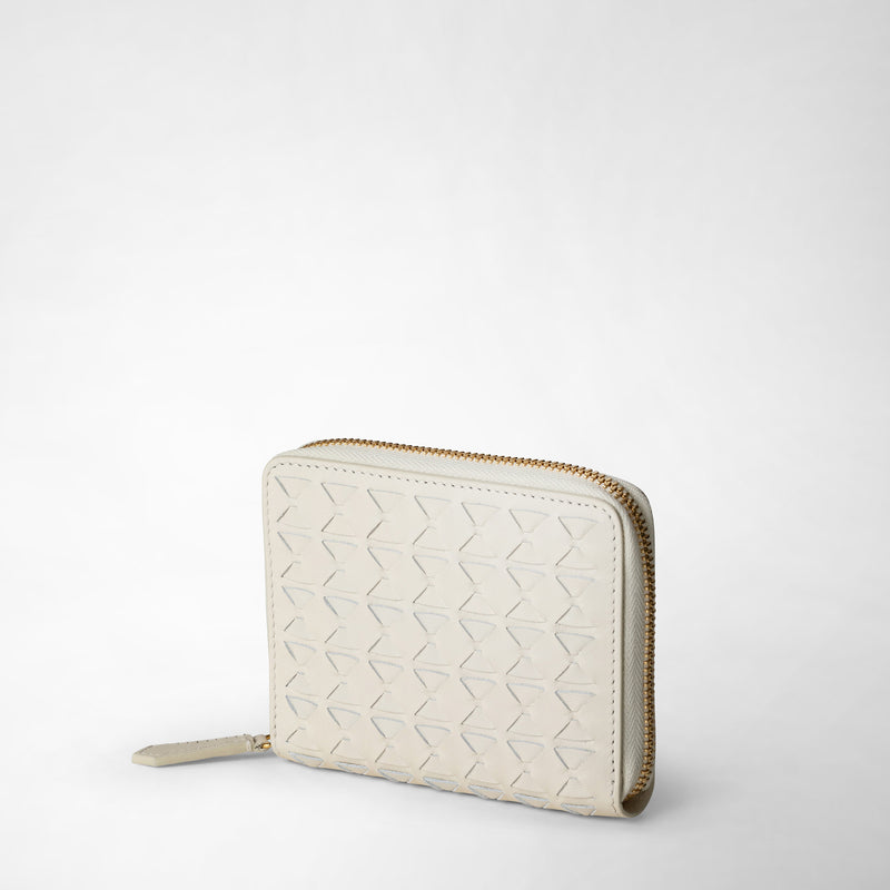 Mini zip wallet in mosaico - off-white