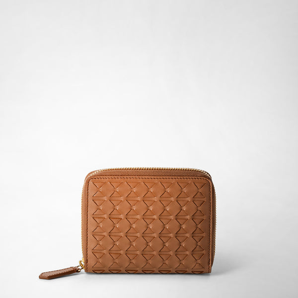 Mini zip wallet in mosaico - tan