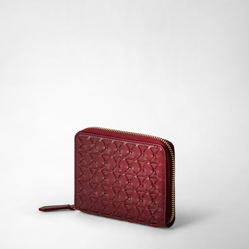 Mini zip wallet in mosaico - burgundy