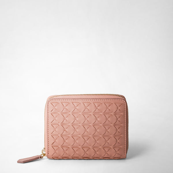 Mini portefeuille zippé en cuir mosaico - blush