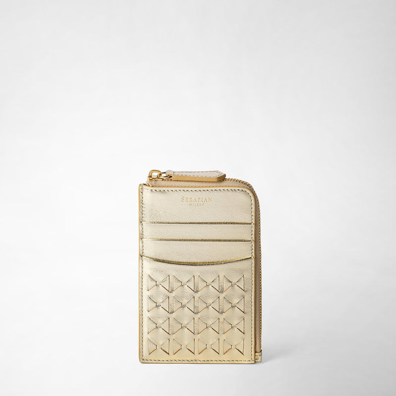 Zip card case in mosaico - light gold