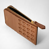 Zip card case in mosaico - tan