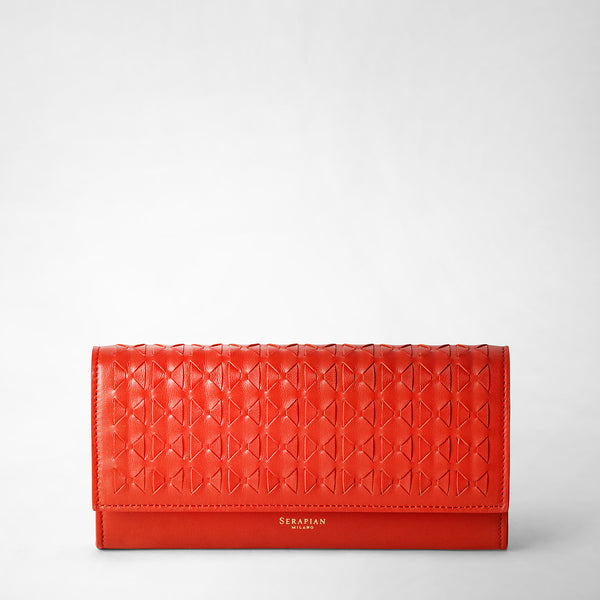 Portafoglio continental in mosaico - coral red