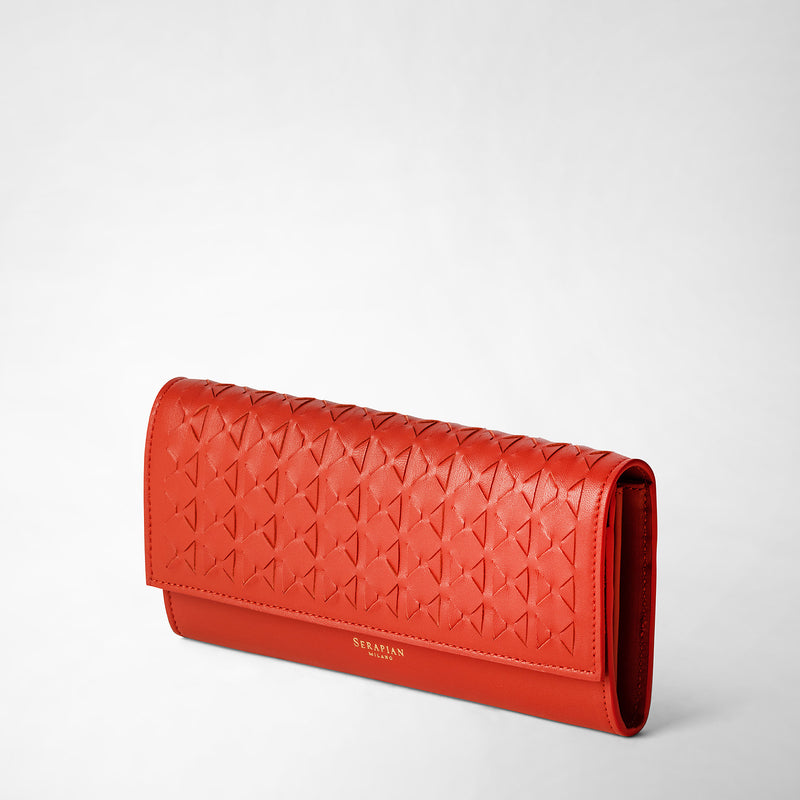 Continental wallet in mosaico - coral red