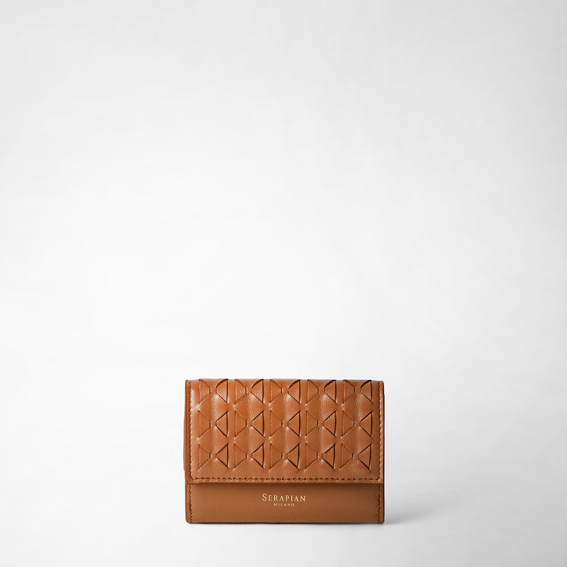 Mini tri-fold wallet in mosaico - tan