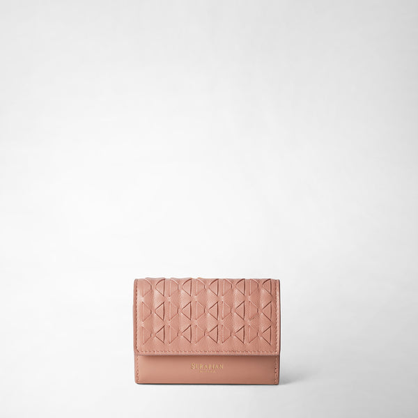 Mini tri-fold wallet in mosaico - blush