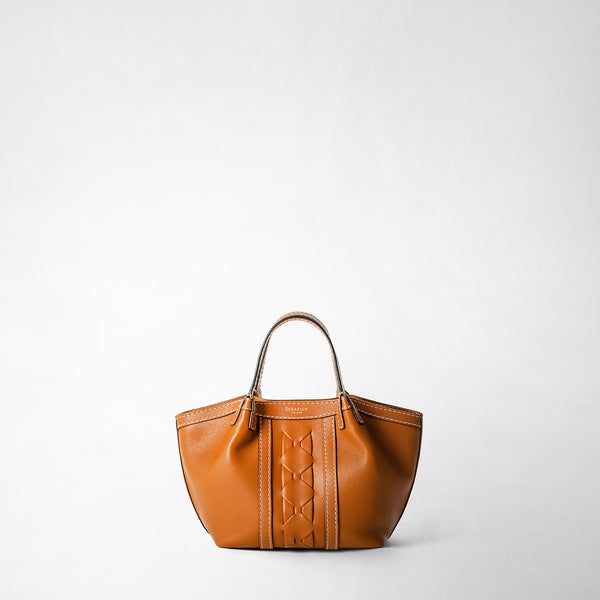 Consciously crafted mini secret bag - cuoio