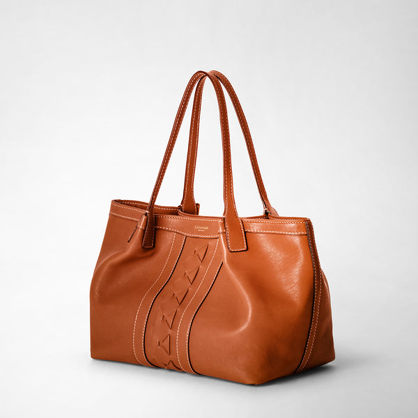 Consciously crafted small secret tote bag - cuoio