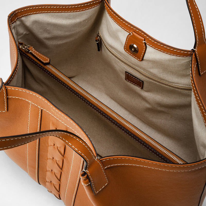 Consciously crafted secret tote bag - cuoio