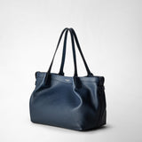 Small secret tote bag in rugiada leather - navy blue