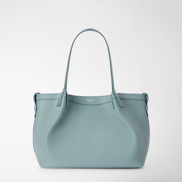 Small secret tote bag in rugiada leather - azure