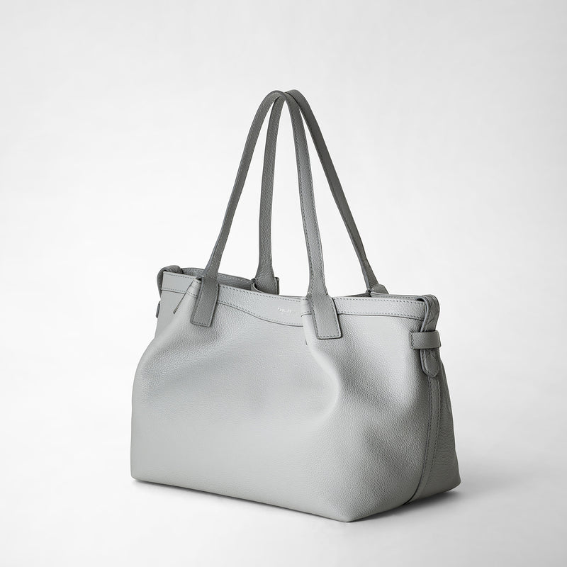 Small secret tote bag in rugiada leather - light grey