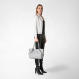 Small secret tote bag in rugiada leather - light grey