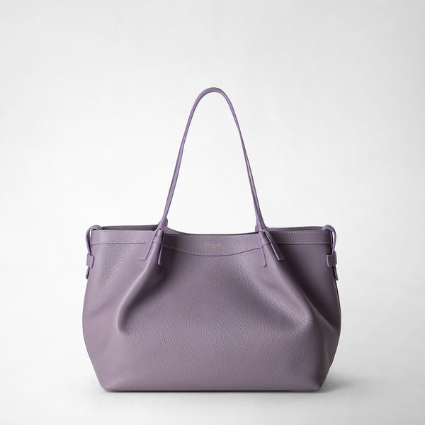 Small secret tote bag in rugiada leather - lilac