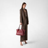 Small secret tote bag in rugiada leather - burgundy