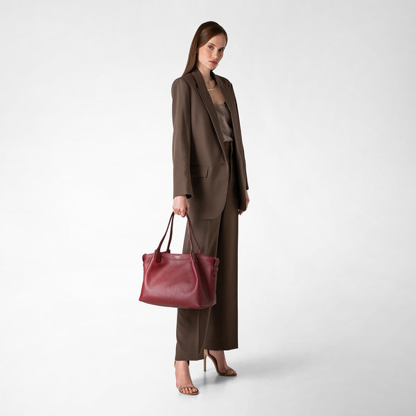 Sac cabas secret small en cuir rugiada - burgundy