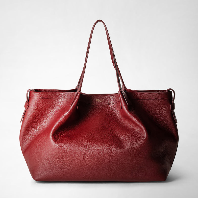 Secret tote bag in rugiada leather - burgundy