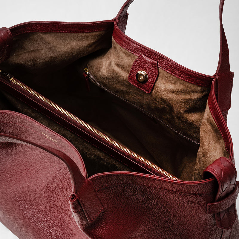 Secret tote bag in rugiada leather - burgundy