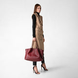 Secret tote bag in rugiada leather - burgundy