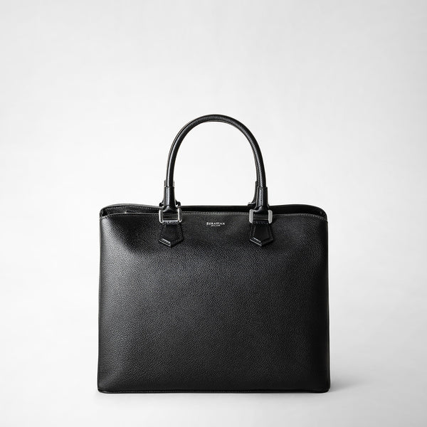 Borsa a mano luna in pelle rugiada - black