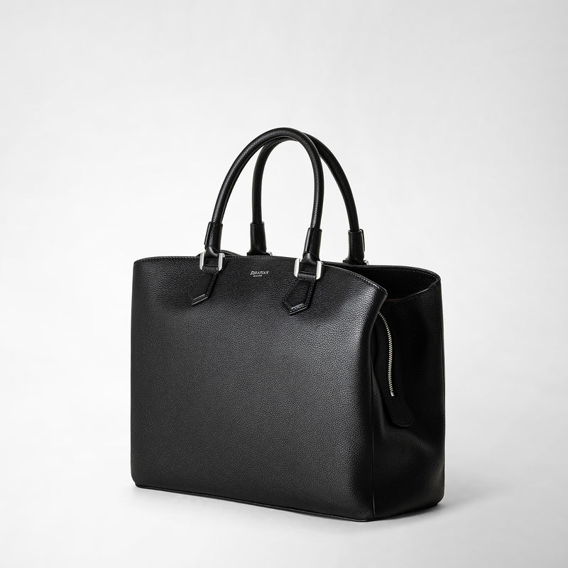 Luna handbag in rugiada leather - black