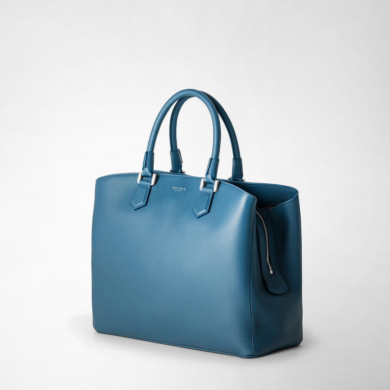 Luna handbag in rugiada leather - blue jeans