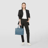 Luna handbag in rugiada leather - blue jeans