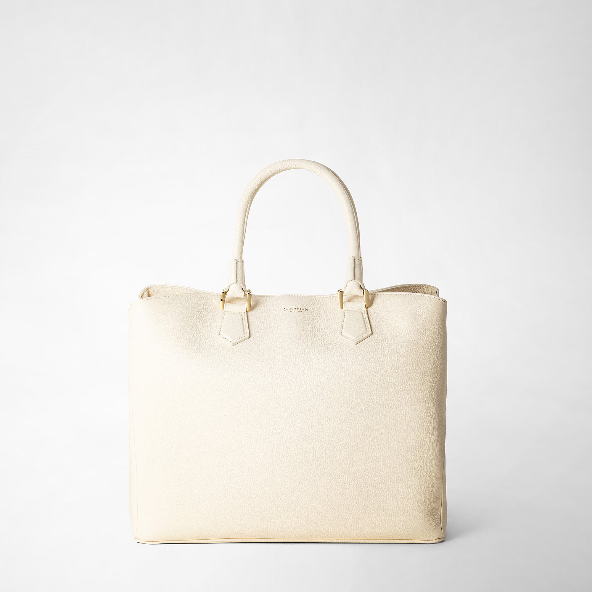Luna leather handbag with Mosaico detail cream