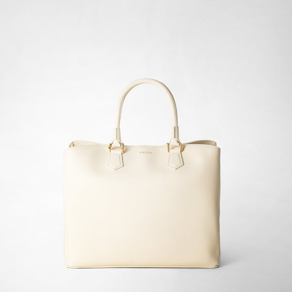 Luna handbag in rugiada leather - cream