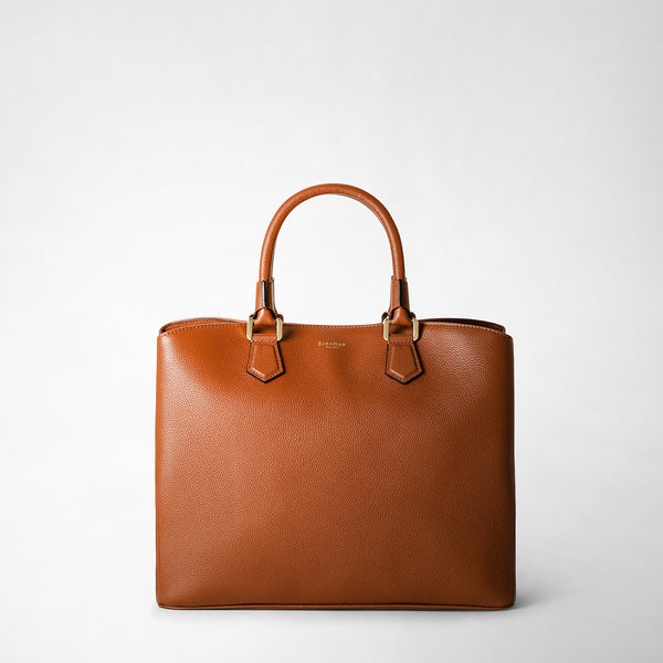 Luna handbag in rugiada leather - cuoio