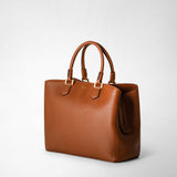 Luna handbag in rugiada leather - cuoio