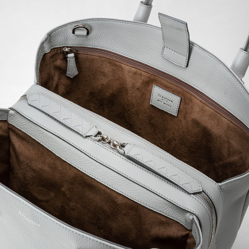 Luna handbag in rugiada leather - light grey
