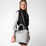 Luna handbag in rugiada leather - light grey