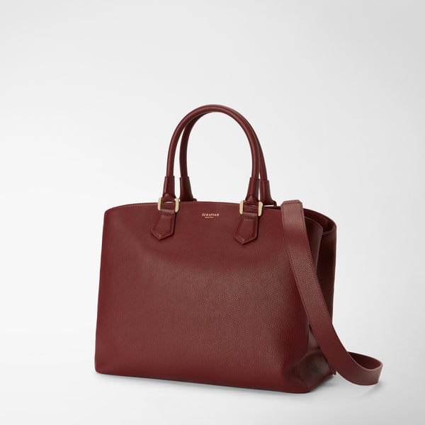 Luna handbag in rugiada leather - burgundy
