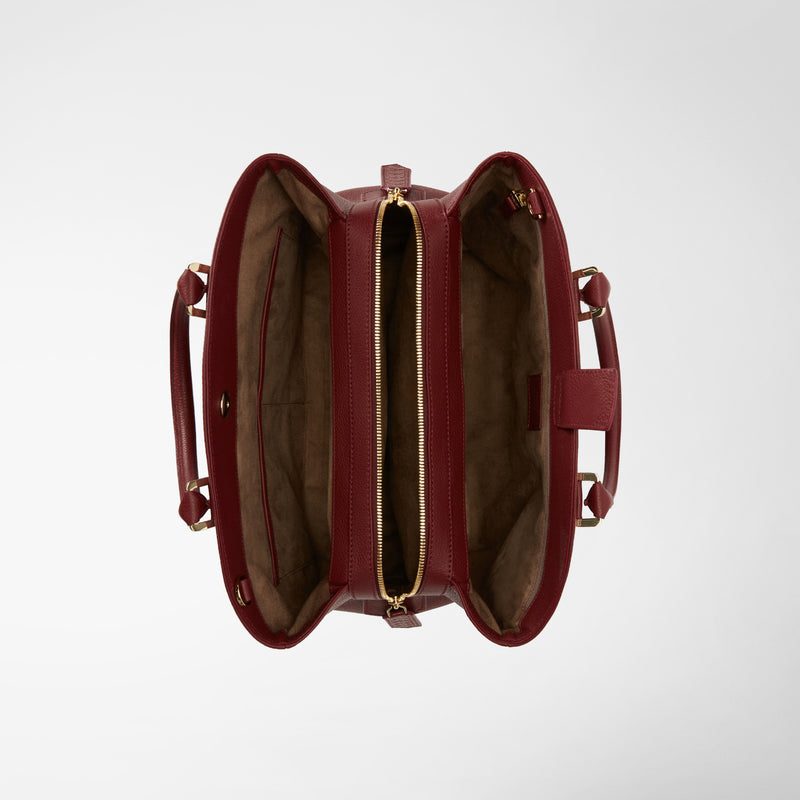 Luna handbag in rugiada leather - burgundy