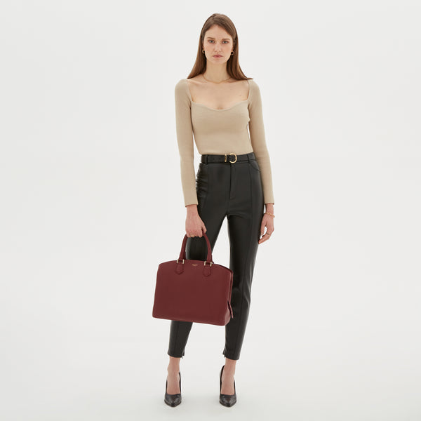 Luna handbag in rugiada leather - burgundy