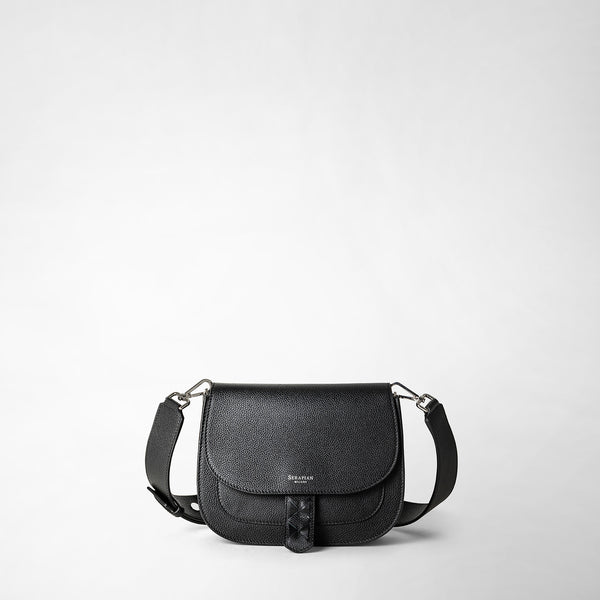 Sac bandoulière luna en cuir rugiada - black