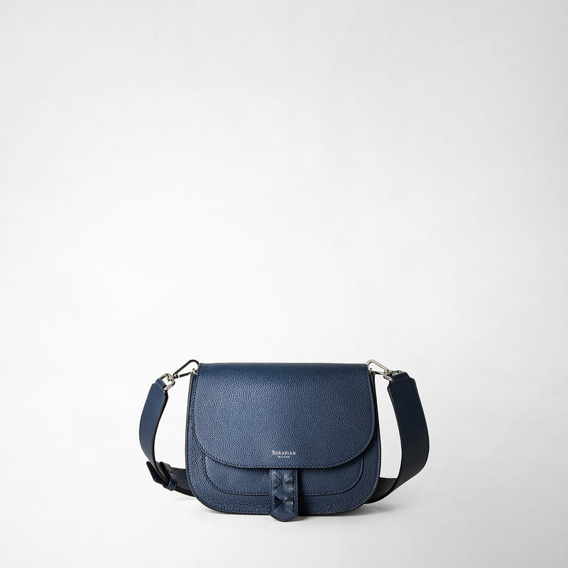 Luna crossbody bag in rugiada leather - navy blue