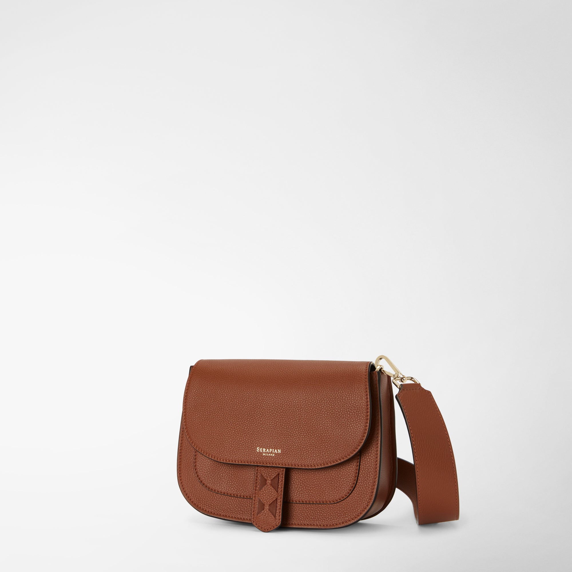 Luna crossbody bag in rugiada leather cuoio