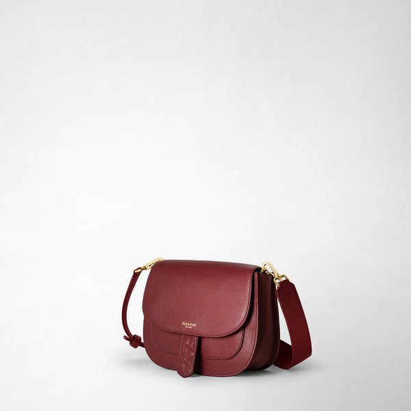 Luna crossbody bag in rugiada leather - burgundy