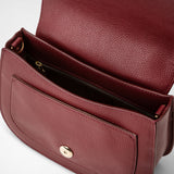 Luna crossbody bag in rugiada leather - burgundy