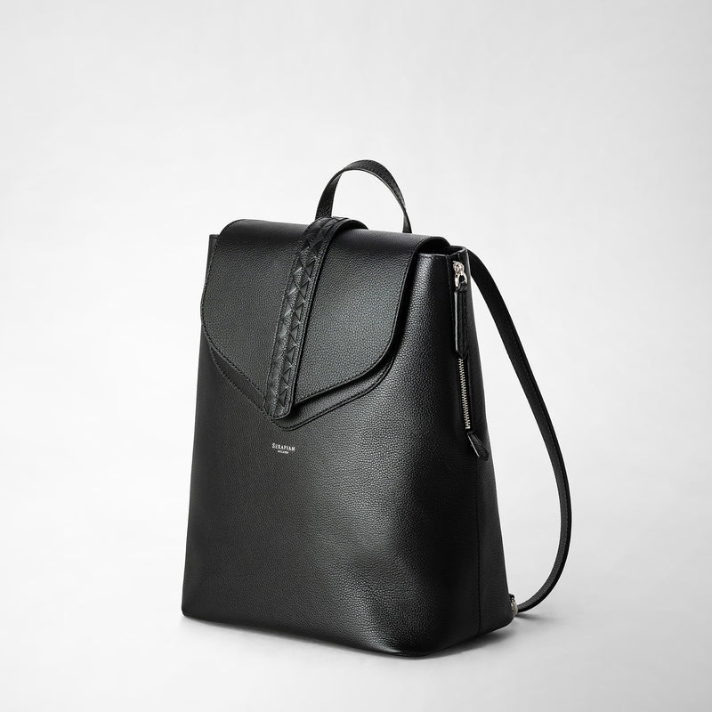 Backpack in rugiada leather - black