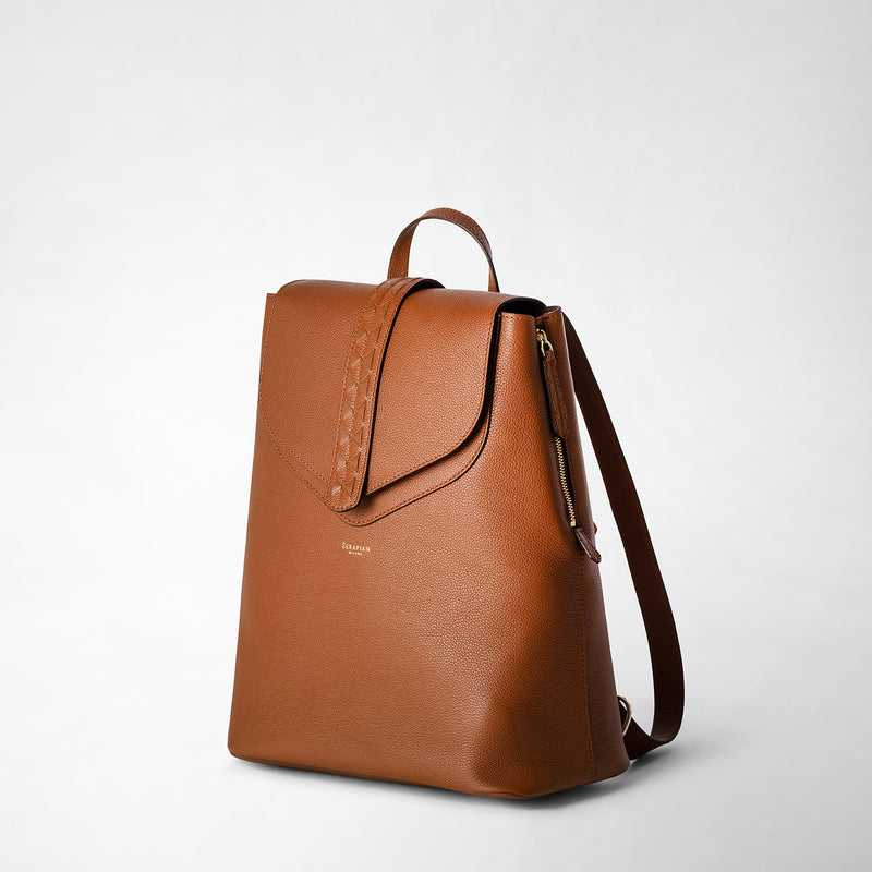 Backpack in rugiada leather - cuoio