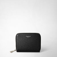 SMALL ZIP-AROUND WALLET IN RUGIADA LEATHER Black